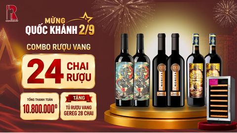 Combo Rượu Vang 24 Chai Mừng Quốc Khánh 2/9: Tặng Tủ Rượu Vang 28 Chai