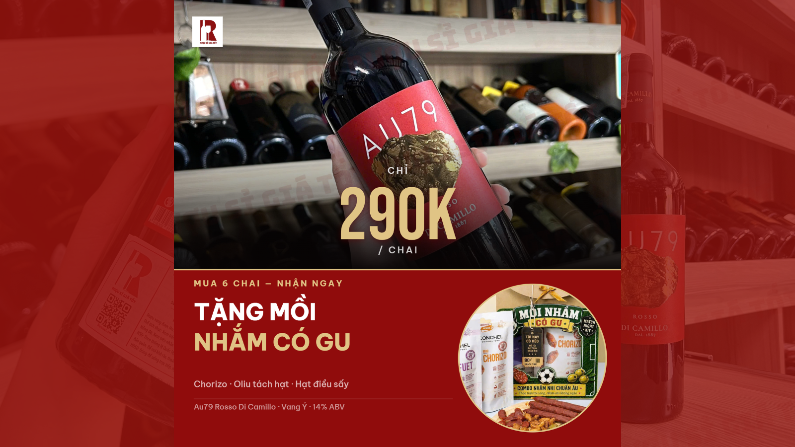 Mua 6 Chai Au79 Rosso Di Camillo Tặng Combo Mồi Nhắm Nhập Khẩu