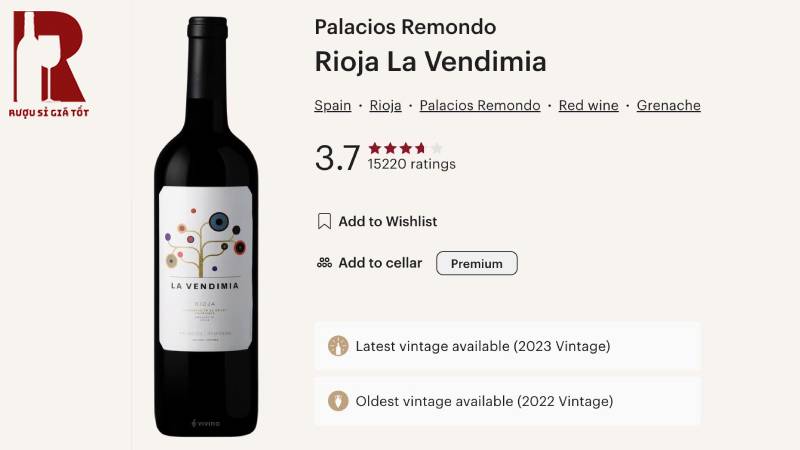 Rượu Alvaro Palacios La Vendimia Rioja DOCa Tempranillo Garnacha