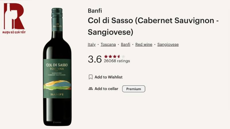 Banfi Col Di Sasso Cab Sauv Sangiovese IGT Tuscany