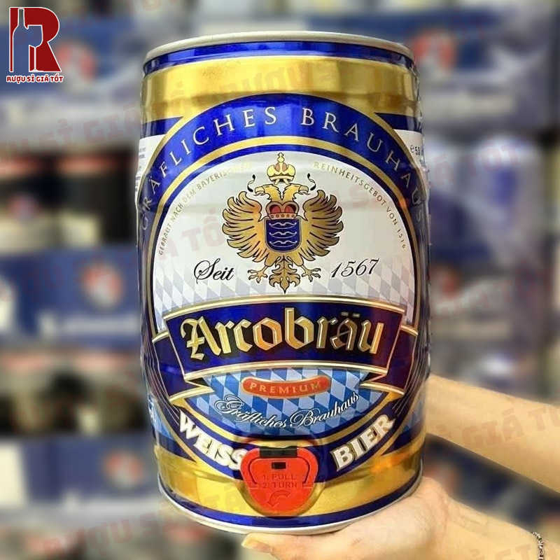 Bia Đức Arcobrau Weissbier Hell 5L nhập khẩu chính hãng