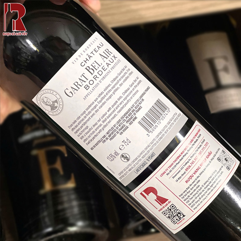 Rượu Vang Chateau Garat Bel Air nên được ướp lạnh để có hương vị tốt nhất