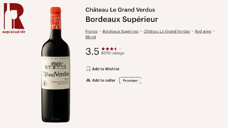 Chateau Le Grand Verdus Bordeaux Superior
