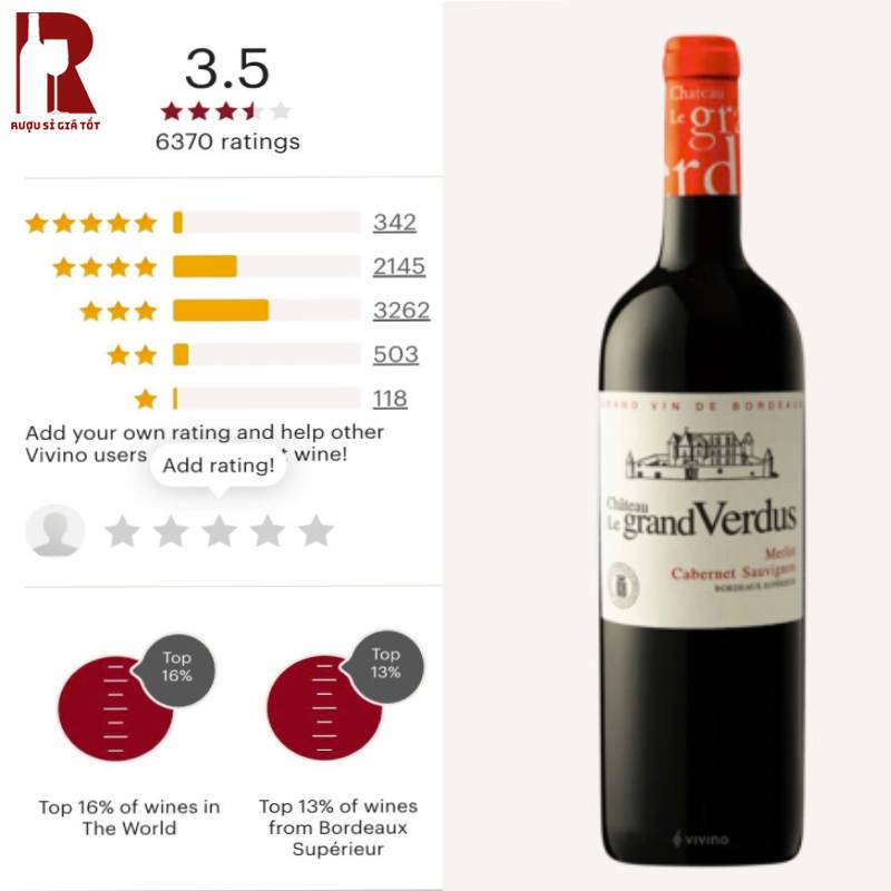 Vang Pháp Đỏ Chateau Le Grand Verdus Bordeaux Superior
