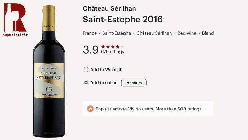 Rượu Vang Pháp Chateau Serilhan Saint Estephe