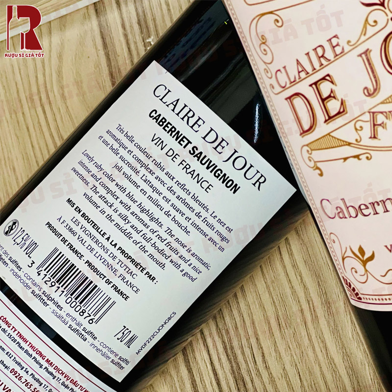 Rượu Vang Pháp Đỏ Claire De Jour Cabernet Sauvignon nhập khẩu giá rẻ chính hãng