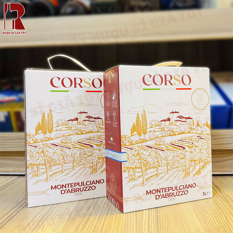 Rượu Vang Bịch Ý Corso Montepulciano D’Abruzzo DOC có vị ngọt dịu và hậu vị thanh