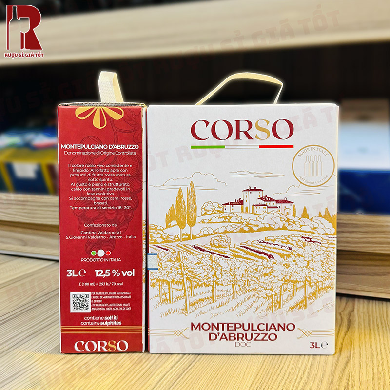 Rượu Vang Bịch Ý Corso Montepulciano D’Abruzzo DOC mang đậm tinh thần truyền thống