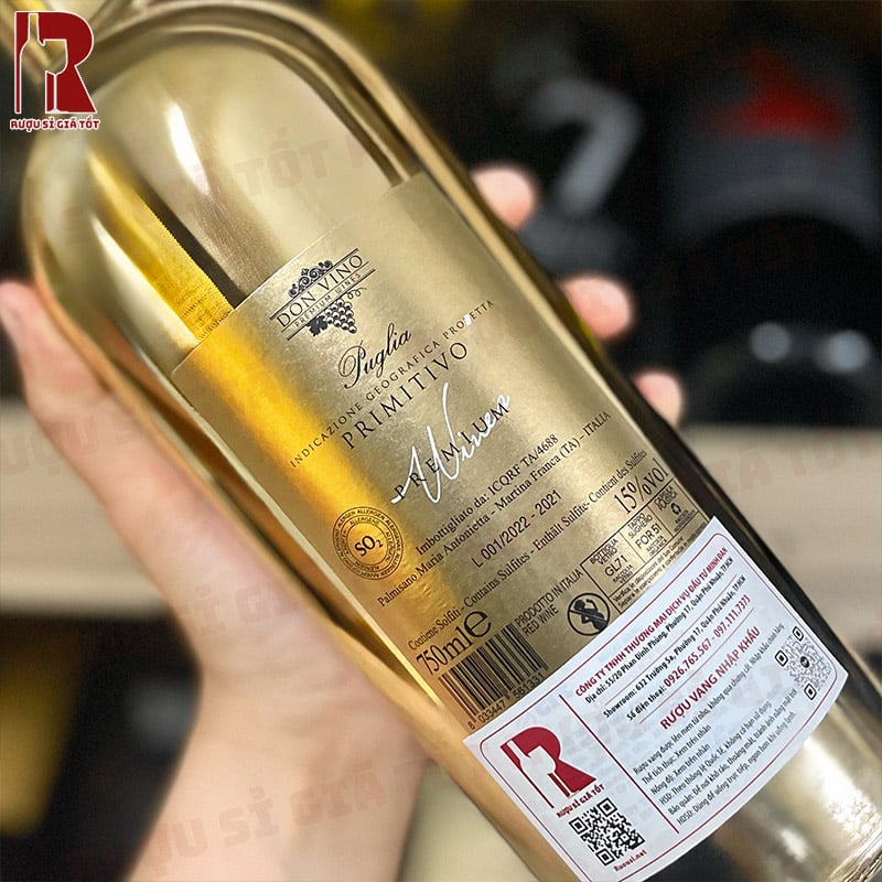 Don Vino Primitivo Gold nên phục vụ ở nhiệt độ 16–18°C để có điểm hương vị tốt nhất