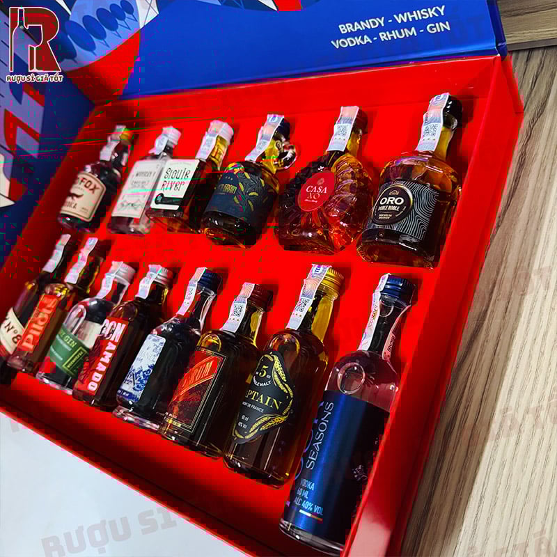 Các loại rượu mạnh mini Brandy - Whisky - Vodka - Rum - Gin