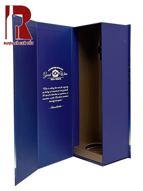 Hộp Đựng Rượu Bằng Giấy Xanh Luxury Kèm Túi