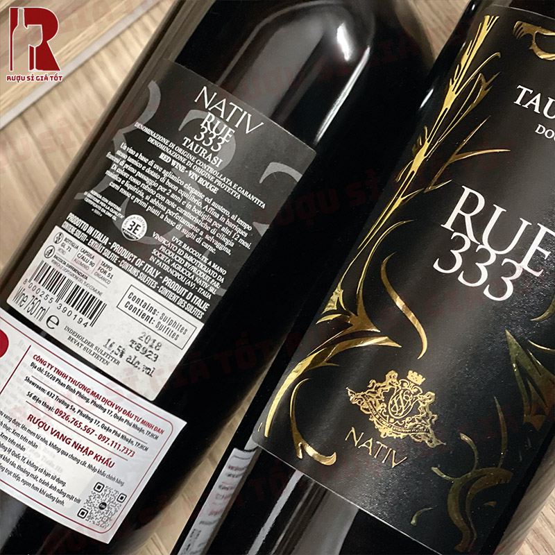 Rue 333 Taurasi Riserva Nativ DOCG nên được thở khoảng 1 tiếng trước khi uống để các tầng hương được mở ra