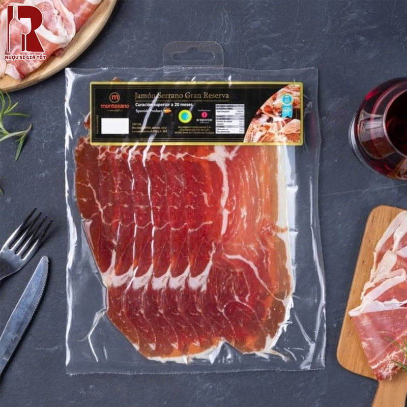 Giá Đùi Heo Muối Montesano Serrano Gran Reserva Jamon 16 Tháng - Đùi Sau Cắt Lát Hiện Tại