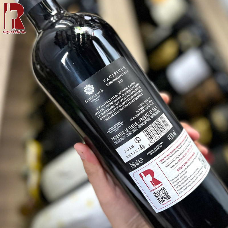 Rượu Vang Ý Đỏ Pacificus Syrah Terre Siciliane IGT nhập khẩu chính hãng giá rẻ