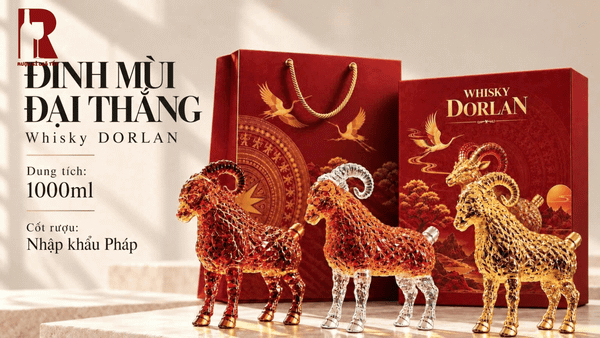 Rượu Linh Vật Dê Đinh Mùi - Whisky Dorlan - Dê Đứng Đại Thắng