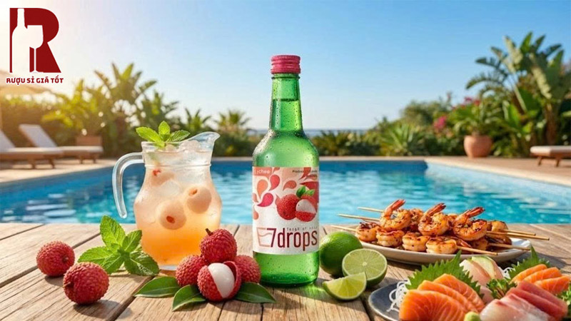 Rượu Soju 7Drops Lychee - Vải Giá Hiện Nay