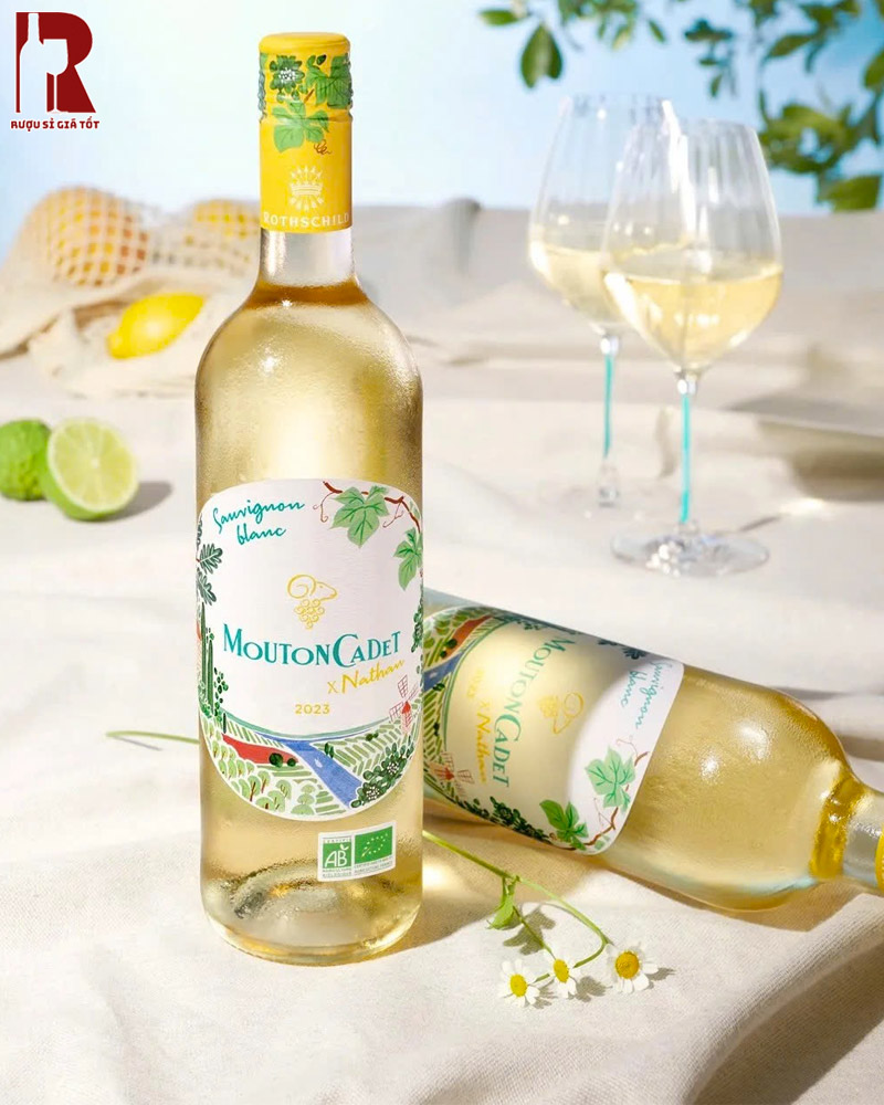 Mua Rượu Vang Pháp Trắng Mouton Cadet Blanc x Nathan AOP Ngon