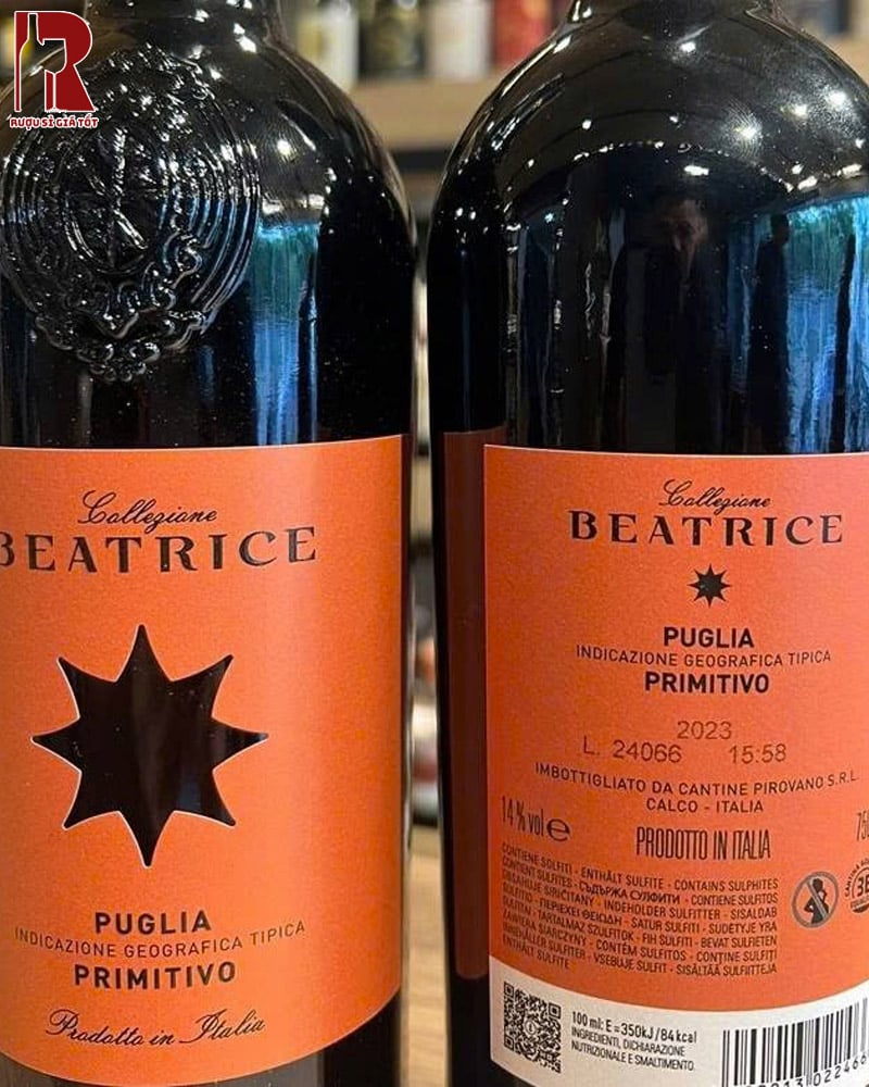 Rượu Vang Ý Đỏ Collezione Beatrice Puglia Primitivo Giá Rẻ