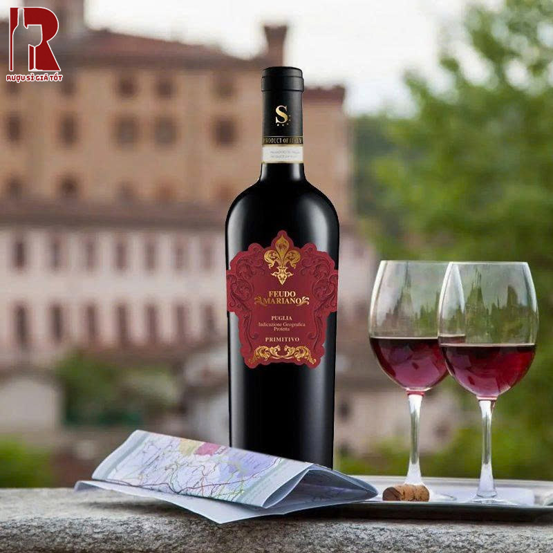 Uống Rượu Vang Ý Đỏ Feudo Mariano Puglia Sành Điệu