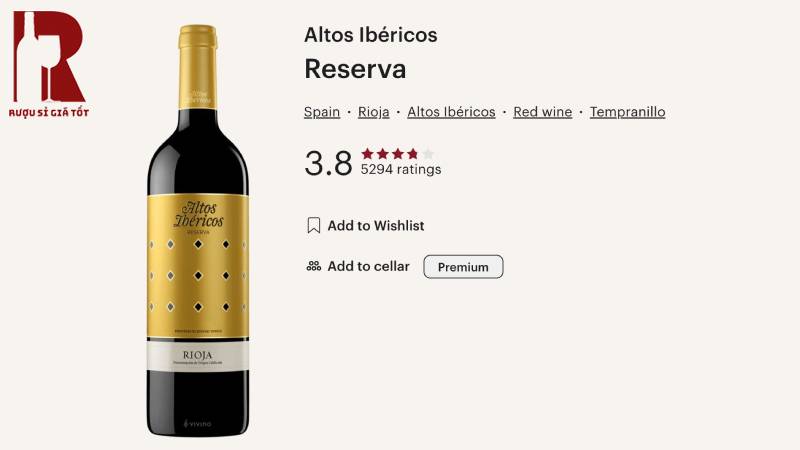 Torres Altos Ibericos Reserva Rioja DOCa Gold Label