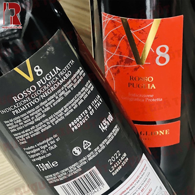 Giá Rượu Vang Ý Đỏ V8 Rosso Puglia Varvaglione Dal 1921 Hiện Nay Bao Nhiêu?