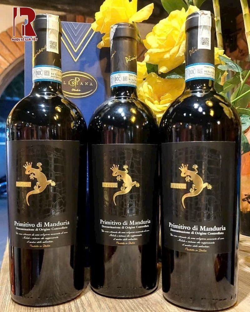 Rượu Vang Ý Đỏ Re Geco Primitivo Di Manduria chính hãng kèm hộp quà đựng rượu