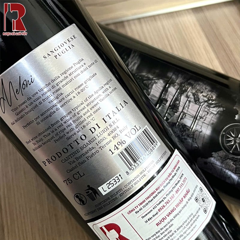 Rượu Meloni Negroamaro Bạc khá dễ uống, phù hợp với đa dạng khách hàng