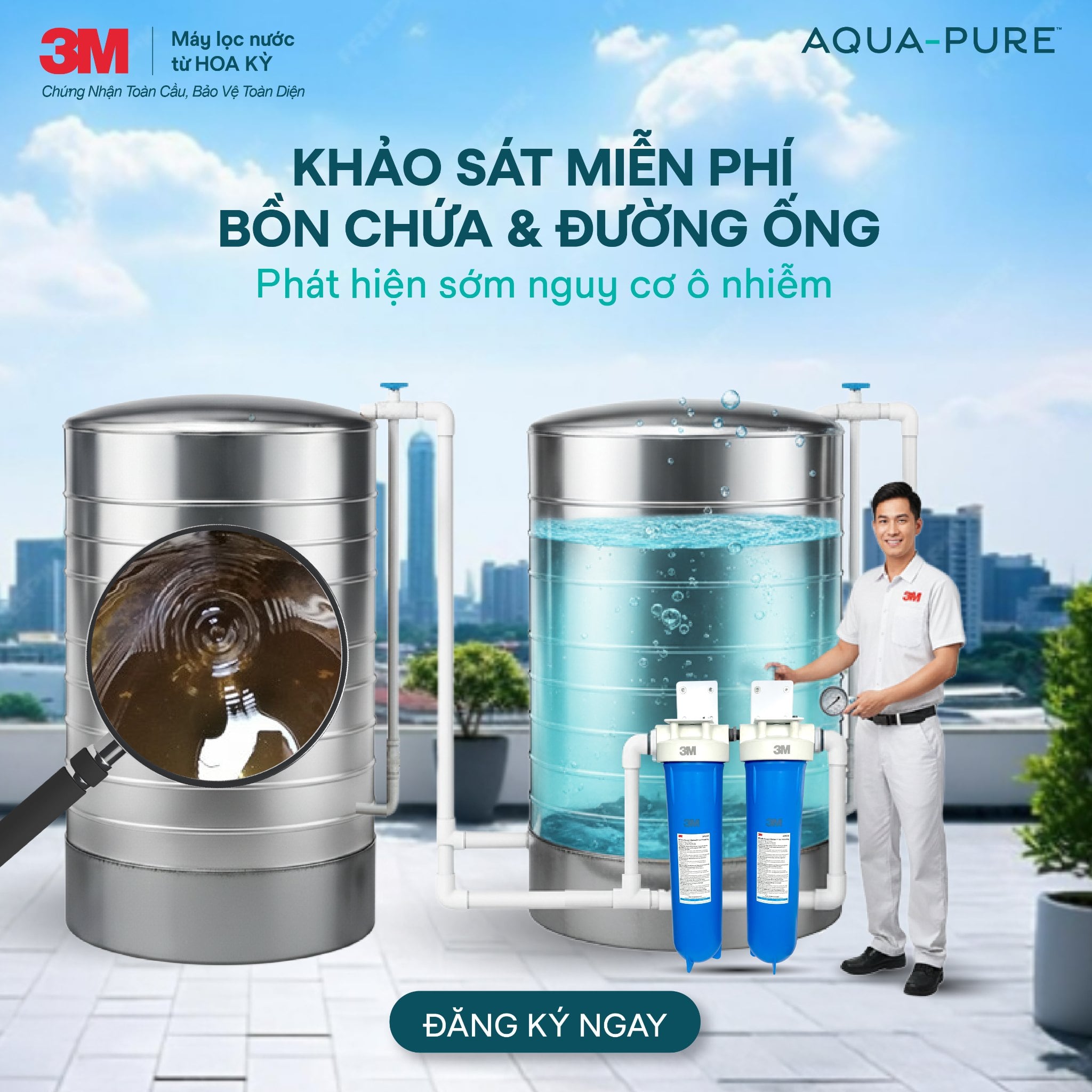 Đăng ký khảo sát miễn phí bồn chứa & đường ống - Phát hiện sớm nguy cơ ô nhiễm, bảo vệ nguồn nước sinh hoạt cho gia đình bạn