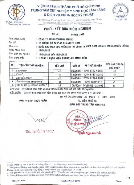 Chứng nhận vi sinh QCVN6-1:2010/BYT