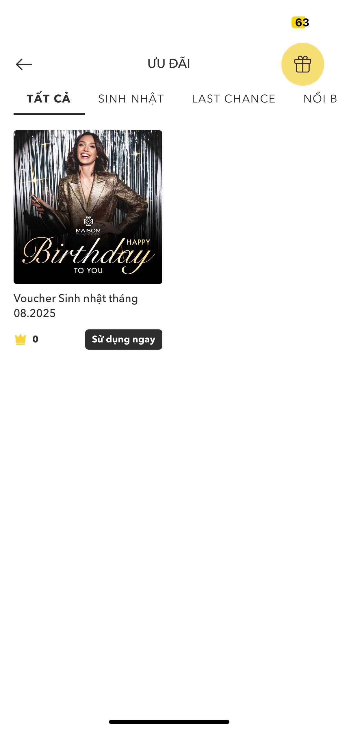 Birthday Voucher Placement