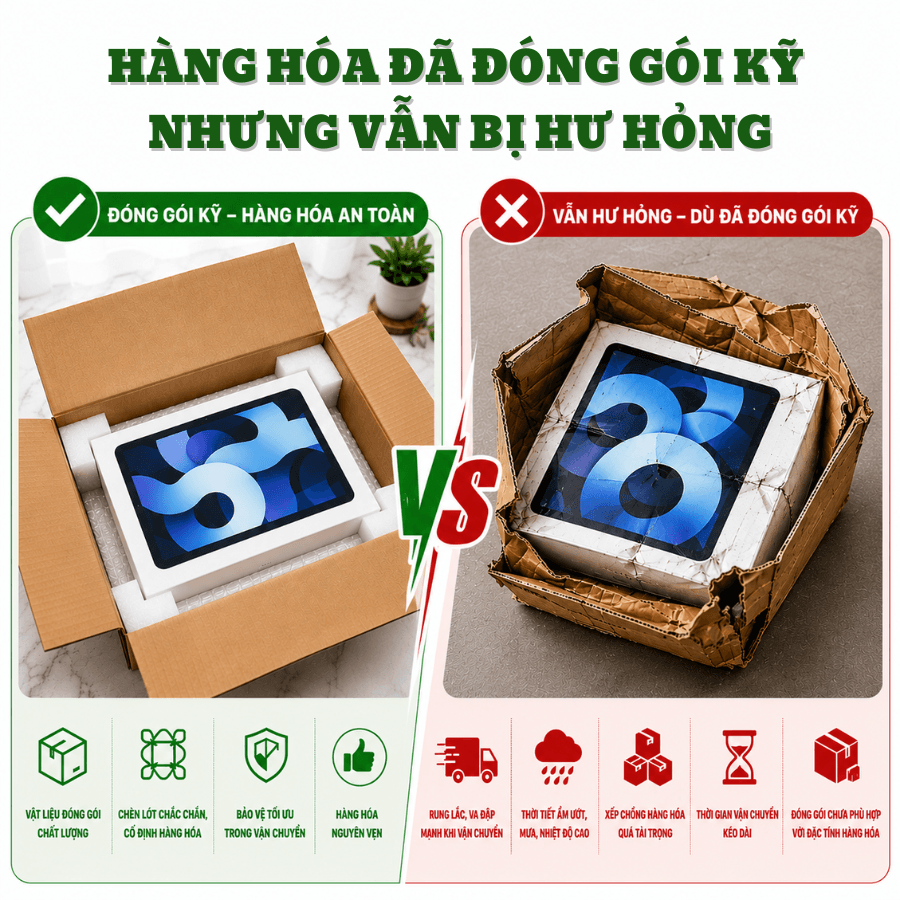 Nguyên Nhân Khiến Hàng Hóa Đã Đóng Gói Kỹ Nhưng Vẫn Bị Hư Hỏng