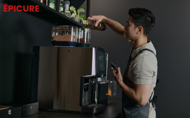 Hệ thống xay hạt trên WMF 5000S+ thiết kế 3 phễu