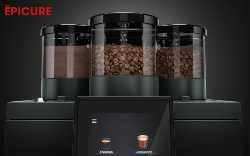 WMF 1300 S trang bị 2 hộc cà phê và 2 cối xay