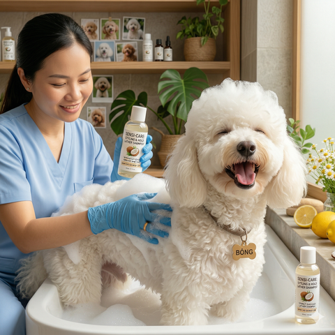 Bí Quyết Tắm Cho Chó Da Nhạy Cảm An Toàn & Hiệu Quả