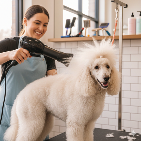 Kỹ thuật sấy lông Poodle tại nhà bóng mượt và không bị xù