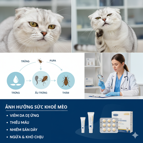 Kiến thức chăm sóc mèo bị bọ chét hiệu quả và an toàn