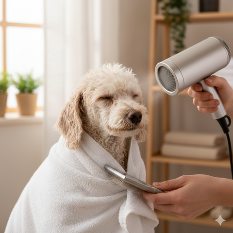 Poodle run sau tắm và giải pháp giữ ấm chăm sóc an toàn