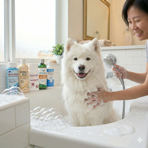 Sữa tắm cho chó lông trắng: Bí quyết giữ bộ lông sáng mượt tự nhiên