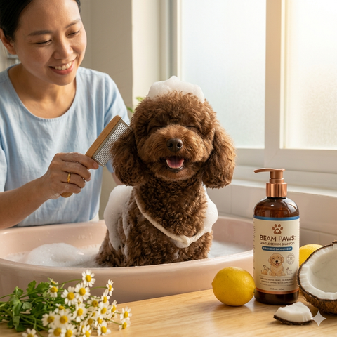 Sữa Tắm Serum Beam Paws Cho Poodle Nâu Đỏ: Dưỡng Màu & Phục Hồi Lông