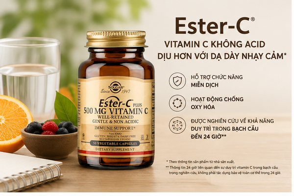 Vitamin C Không Acid Là Gì? Hiểu Đúng Về Ester-C® Cho Dạ Dày Nhạy Cảm