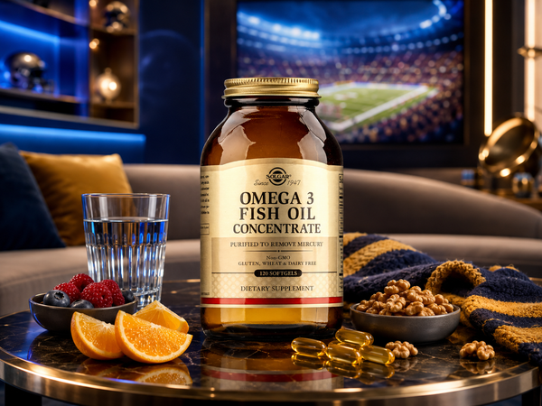 Solgar Omega-3 Fish Oil Concentrate: Routine hỗ trợ tim mạch cho fan bóng đá mùa penalty