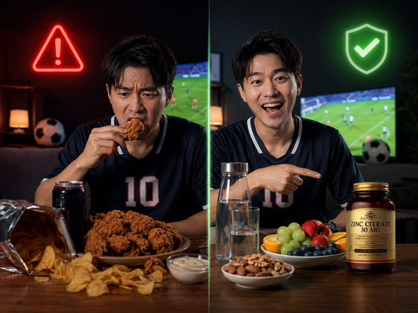 “Check VAR” Bữa Ăn Đêm Của Fan Bóng Đá: Thức Khuya, Đồ Chiên Và Cách Chăm Sóc Tế Bào Với Solgar Zinc Citrate
