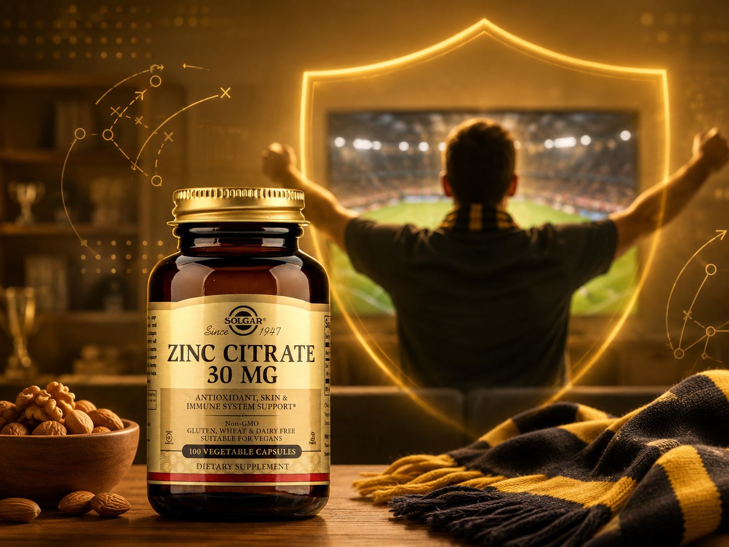 Kẽm hỗ trợ miễn dịch: “Trung vệ thép” trong routine sức khỏe của fan bóng đá thức khuya