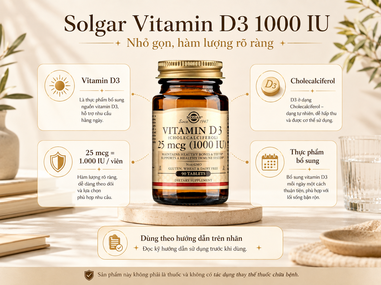 Vitamin D3 Có Phải Là “Ánh Nắng Đóng Viên”? Hiểu Đúng Về Solgar Vitamin D3 1000 IU