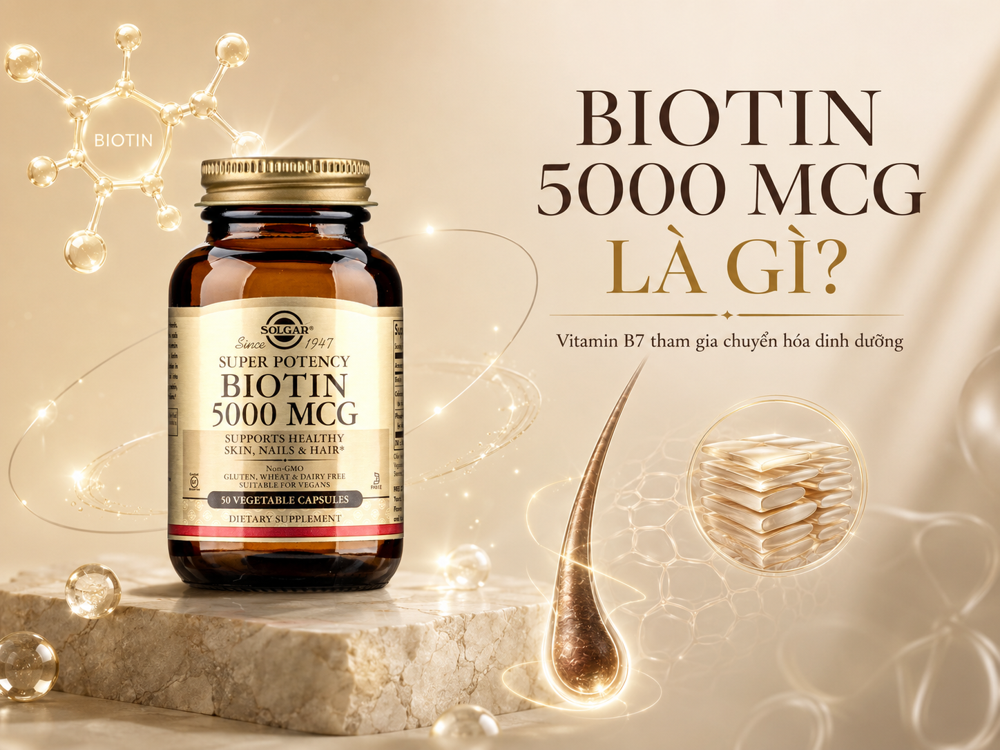 Biotin 5000 mcg là gì? Sự thật về Biotin, tóc, móng và chuyển hóa năng lượng