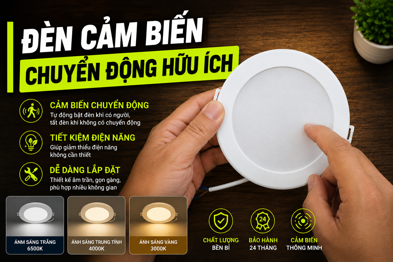 Review Đèn Âm Trần Cảm Biến Chuyển Động