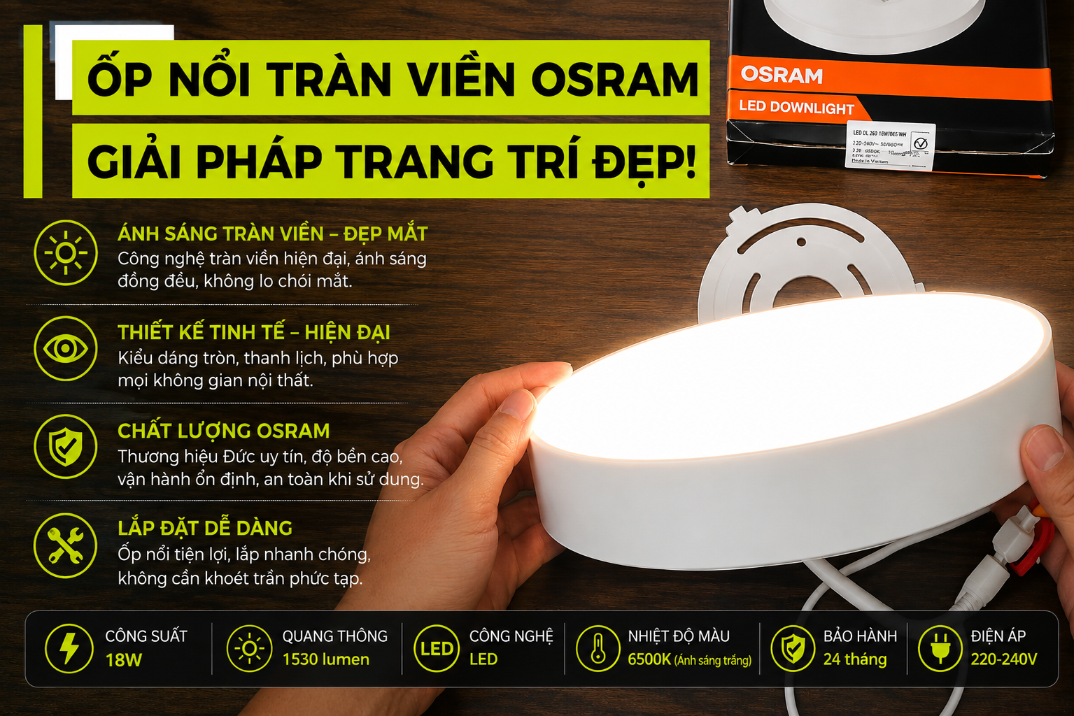 Ốp Nổi Tràn Viền Osram -  Giải Pháp Trang Trí Đẹp