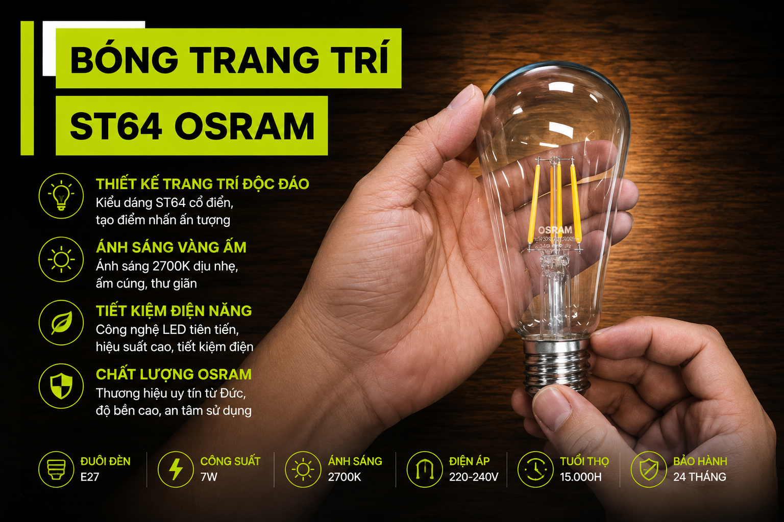 Review Bóng Trang Trí ST64 Osram