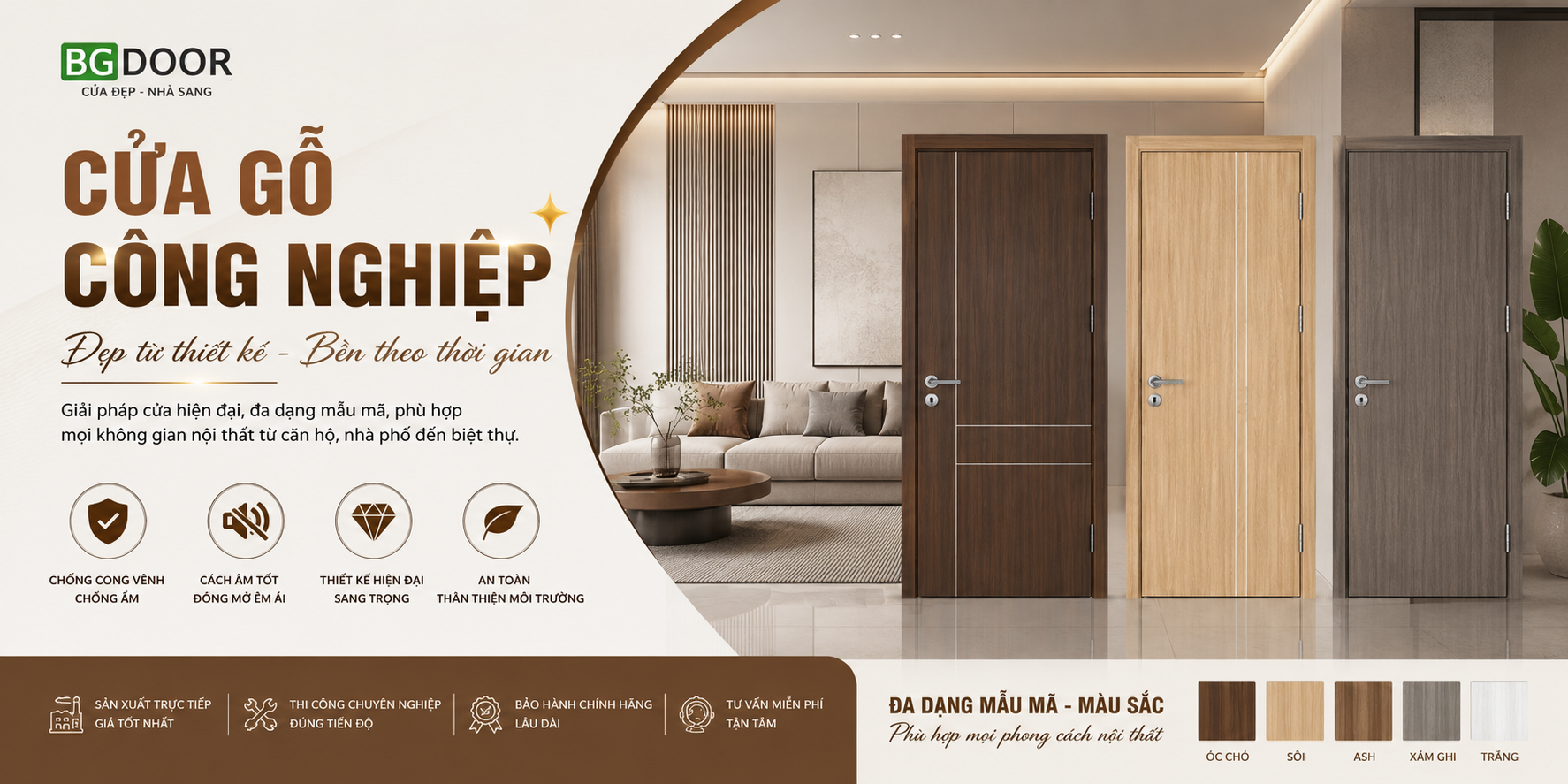 Cửa Gỗ Công Nghiệp Đẹp, Hiện Đại, Cao Cấp | Báo Giá Mới Nhất 2026
