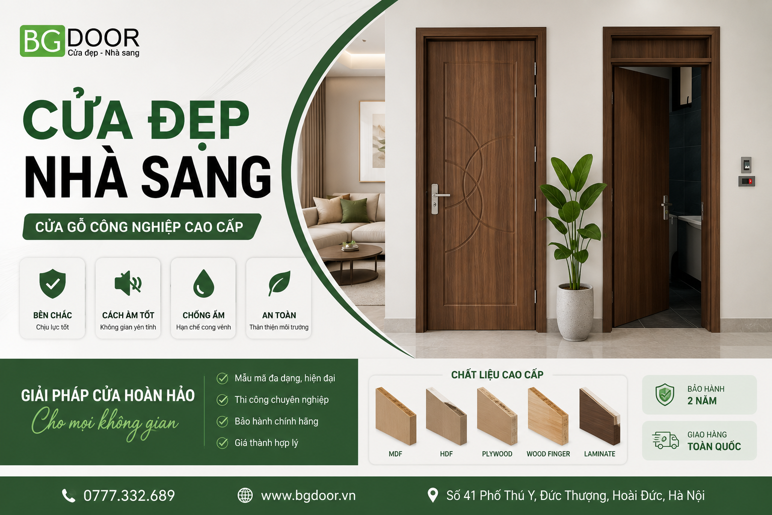 Kinh Nghiệm Chọn Cửa Gỗ Chung Cư Bền Đẹp, Chống Cong Vênh